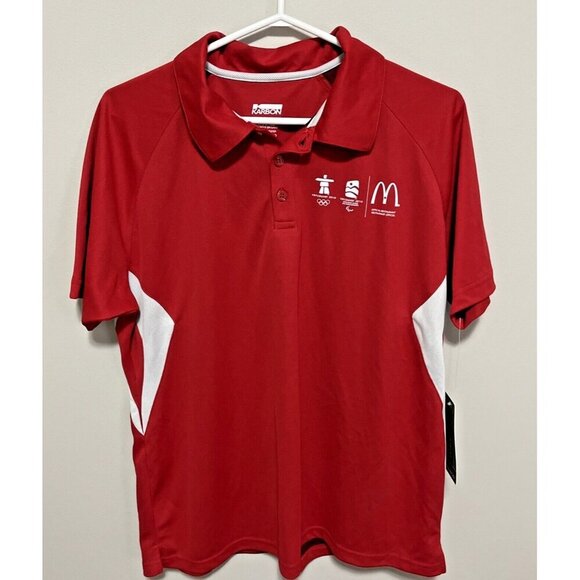 McDONALD'S Vancouver Olympics 2010 Employee Uniform Polo Red Collared Shirt Lrge - Picture 1 of 10